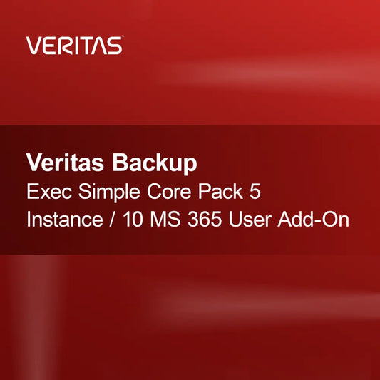 Pack de base simple Veritas Backup Exec 5 instances / Extension 10 utilisateurs MS 365